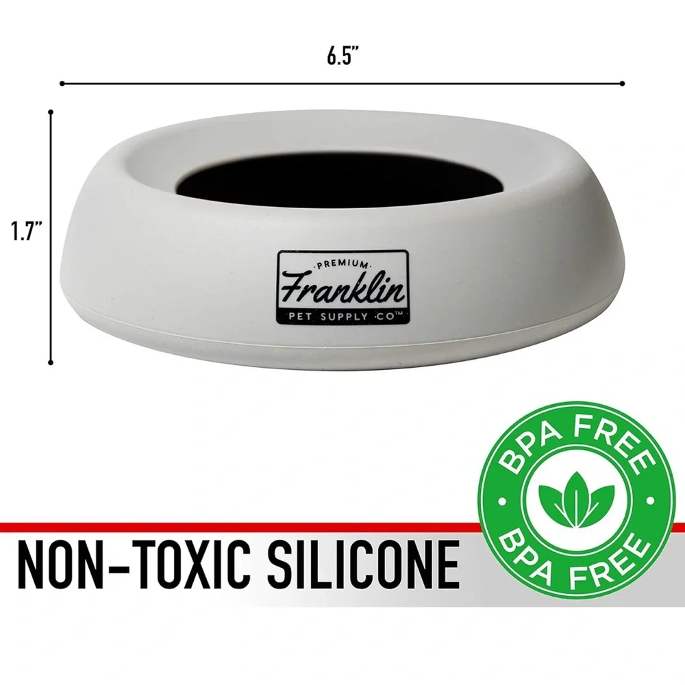 NON-SPLASH Franklin Pet Supply Gray Pet Bowl